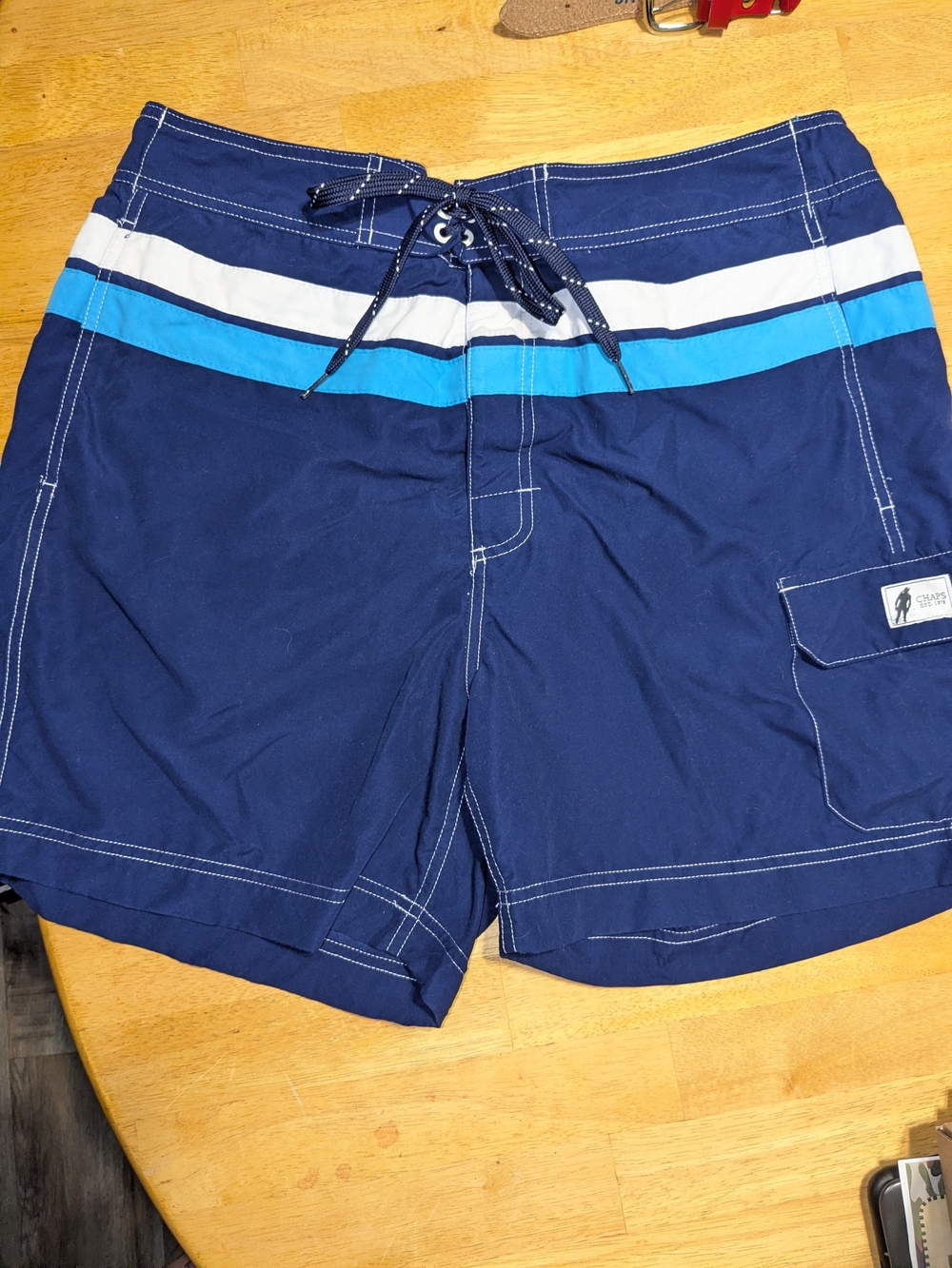 Men's Navy Blue Stripe Swim Shorts - Classic Boardshorts